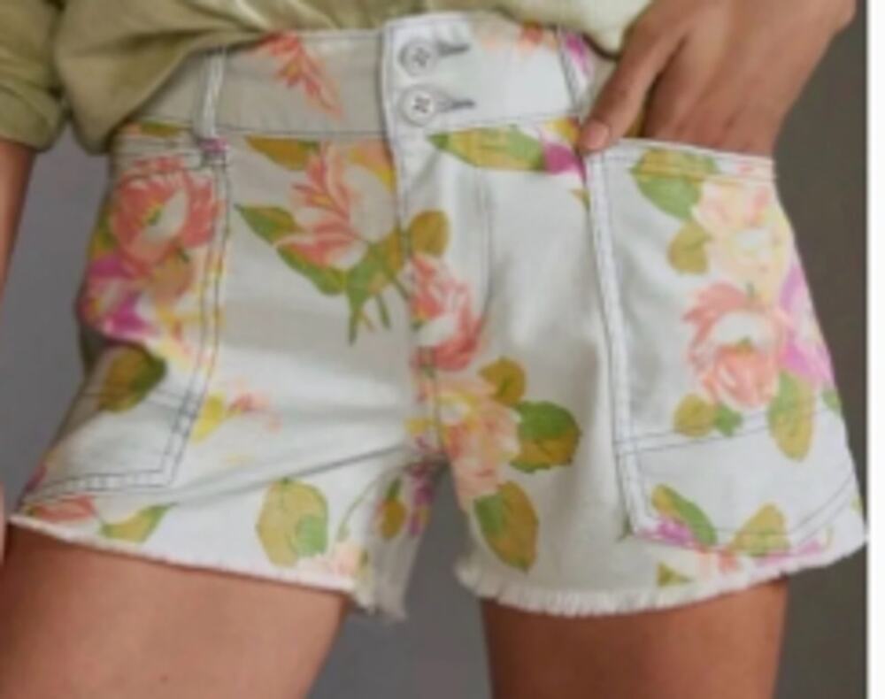 Pilcro Anthropologie The Wanderer Floral Print Shorts sz 31